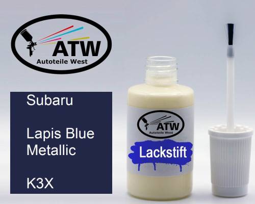 Subaru, Lapis Blue Metallic, K3X: 20ml Lackstift, von ATW Autoteile West.